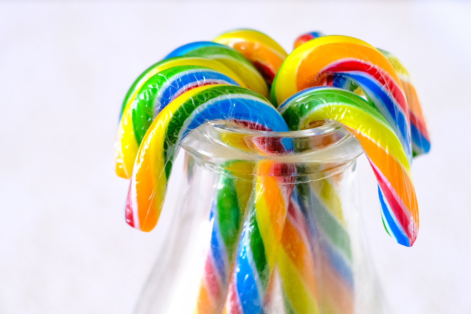 Bright coloured candy canes