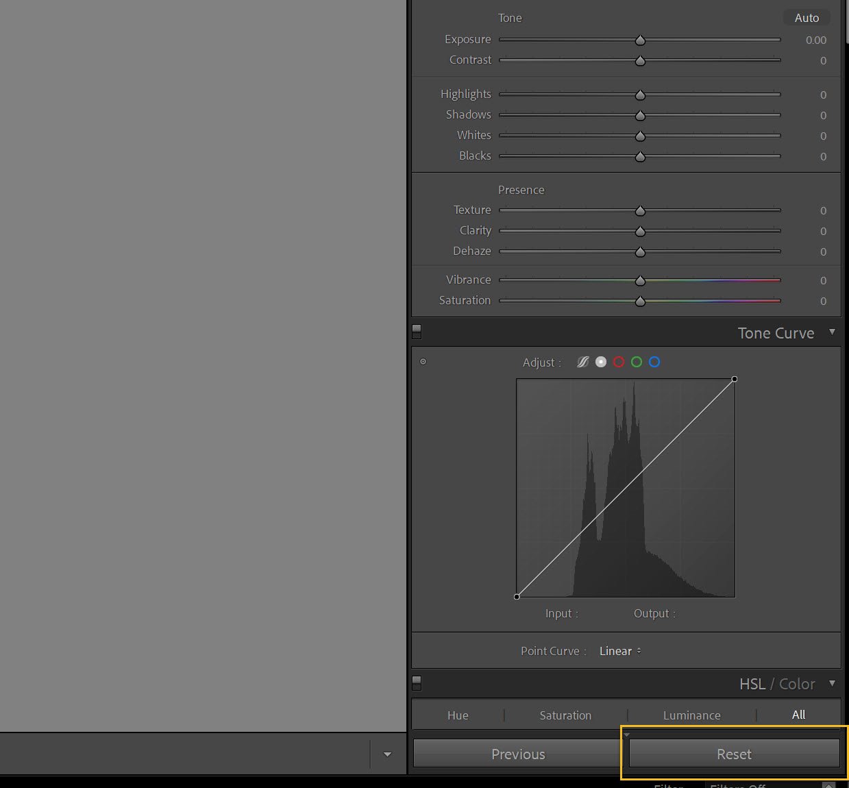 tapping the Reset button
