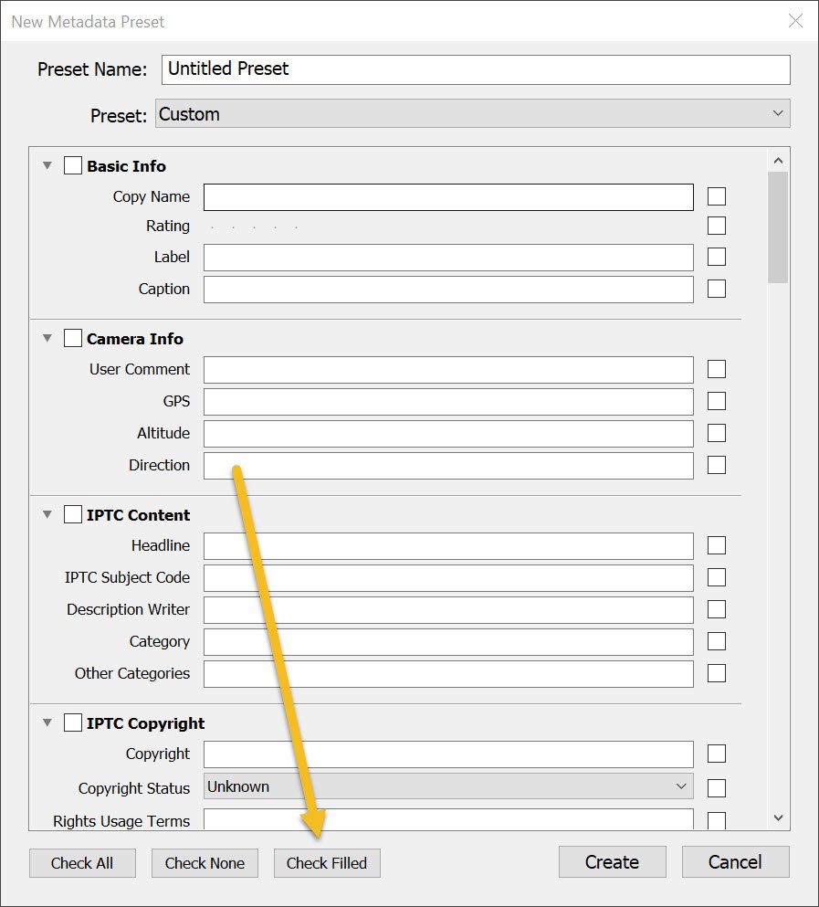 creating your metadata preset